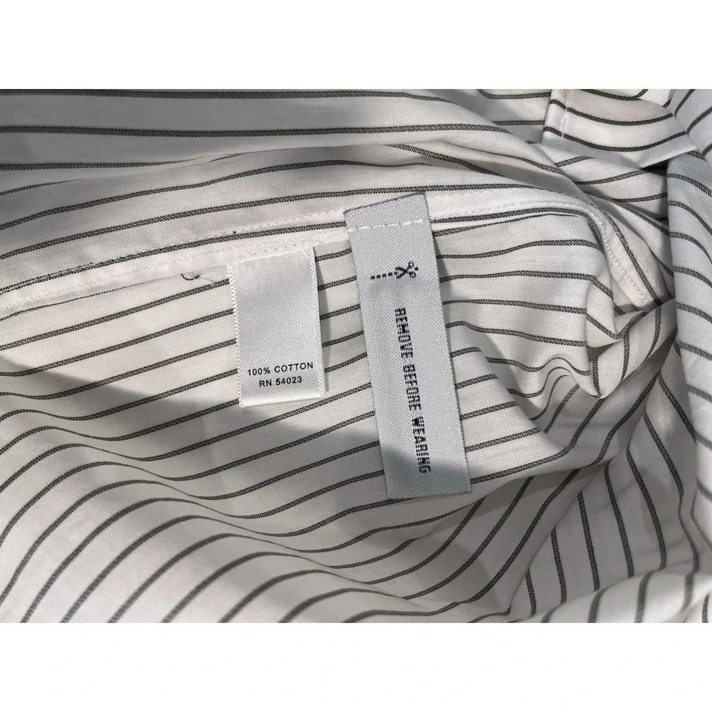 Banana Republic XL 17-17.5 Fitted‎ Dress Shirt White Stripe Italy Cotton NWT